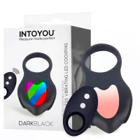 Darkblack Anillo Vibrador con Led Control Remoto USB Silicona · INTOYOU · Anillos para el Pene
