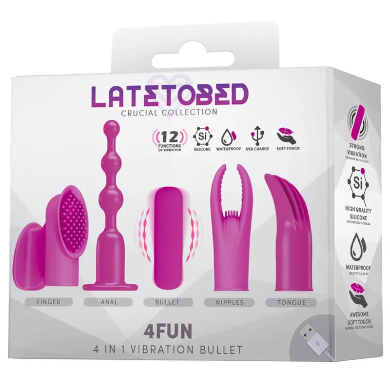 4Fun Bala Vibrador y 4 Fundas USB Impermeable Silicona · LATETOBED · Estimuladores de Clítoris — Foto 2
