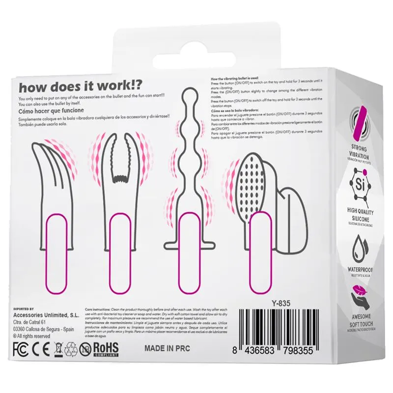 4Fun Bala Vibrador y 4 Fundas USB Impermeable Silicona · LATETOBED · Estimuladores de Clítoris — Foto 3