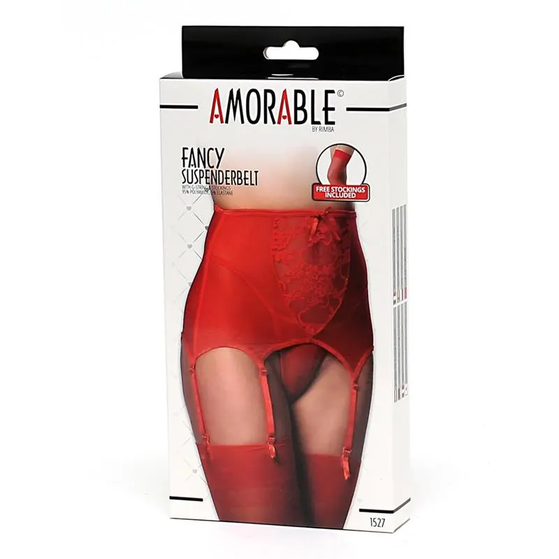 Liguero Ancho con Tanga Rojos · S/M · AMORABLE · Corsés, Ligueros y Medias — Foto 3