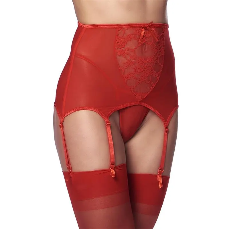 Liguero Ancho con Tanga Rojos · S/M · AMORABLE · Corsés, Ligueros y Medias