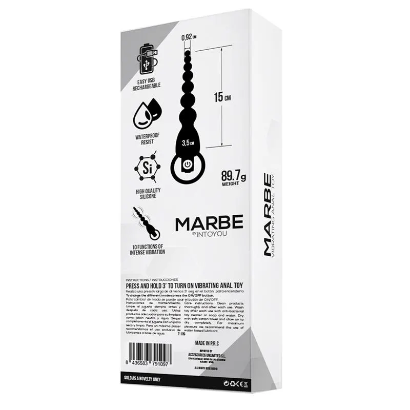 Marbe Cadena Anal con Vibración USB Silicona · TARDENOCHE · Anal — Foto 4