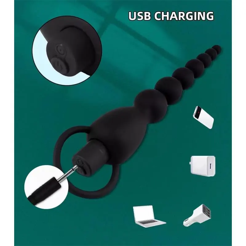 Marbe Cadena Anal con Vibración USB Silicona · TARDENOCHE · Anal — Foto 5