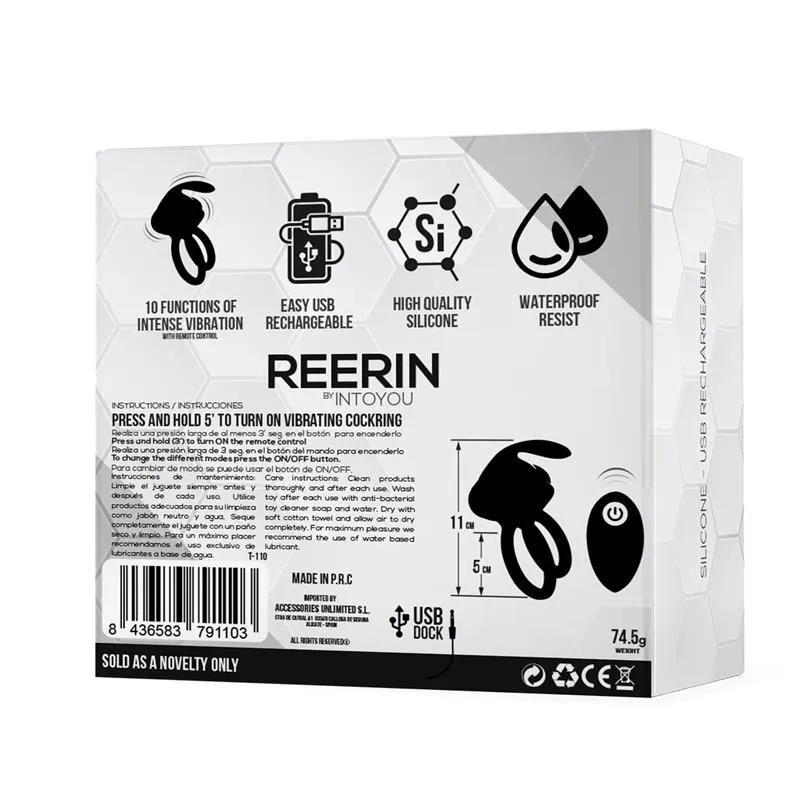 Reerin Anillo Vibrador USB Dual Control Remoto USB Silicona · TARDENOCHE · Anillos para el Pene — Foto 7