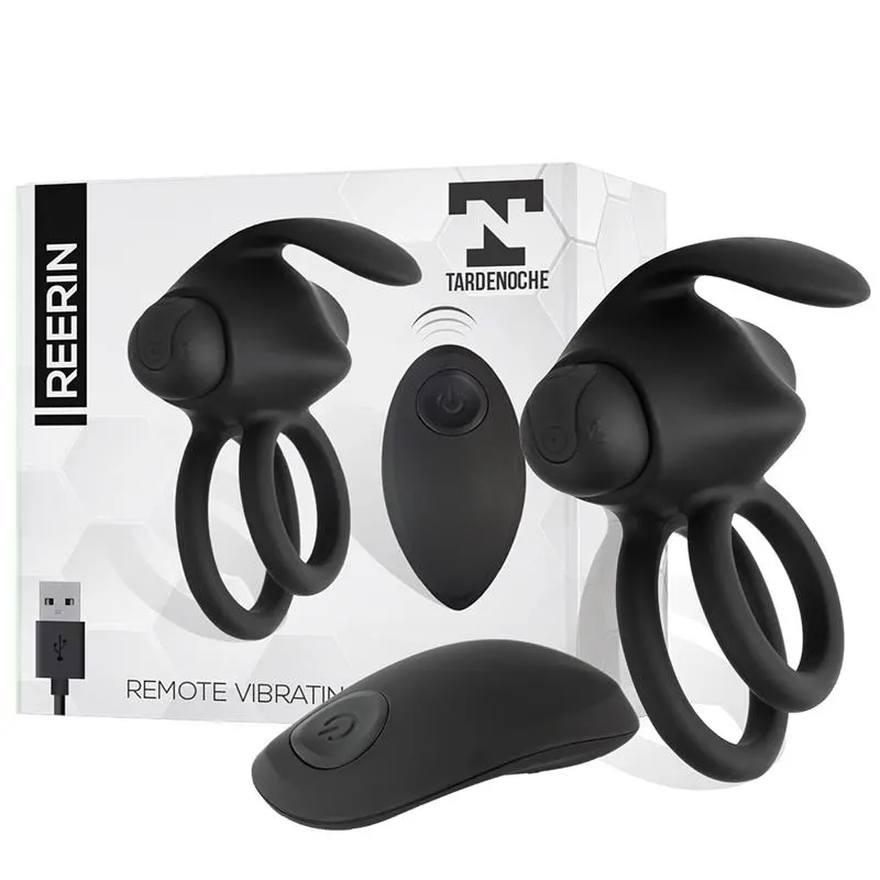 Reerin Anillo Vibrador USB Dual Control Remoto USB Silicona · TARDENOCHE · Anillos para el Pene
