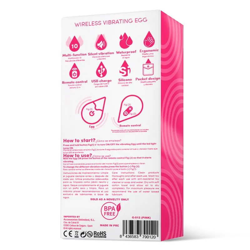 Huevo Vibrador Control Remoto USB Silicona Rosa · DROPS · Huevos y Balas Vibradoras — Foto 6
