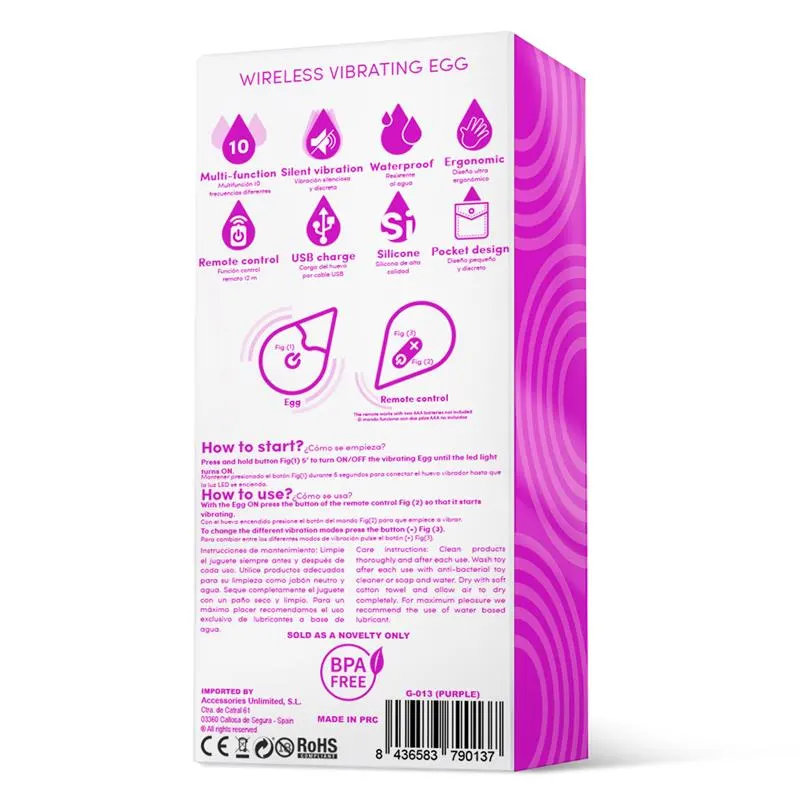 Huevo Vibrador Control Remoto USB Silicona Purpura · DROPS · Huevos y Balas Vibradoras — photo 6