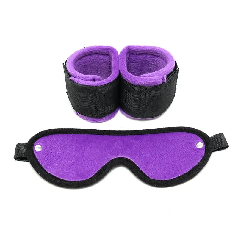 Esposas y Máscara Ajustables Púrpura · BONDAGE PLAY · Máscaras, Antifaces y Mordazas