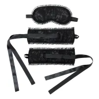Esposas y Máscara Burlesque Negro · BONDAGE PLAY · Esposas y Ataduras