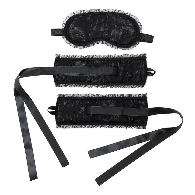 Esposas y Máscara Burlesque Negro · BONDAGE PLAY · Esposas y Ataduras