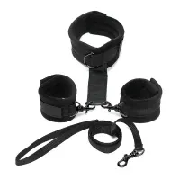 Collar y Esposas Desmontables  Negro Ajustables · BONDAGE PLAY · Accesorios BDSM y Fetish