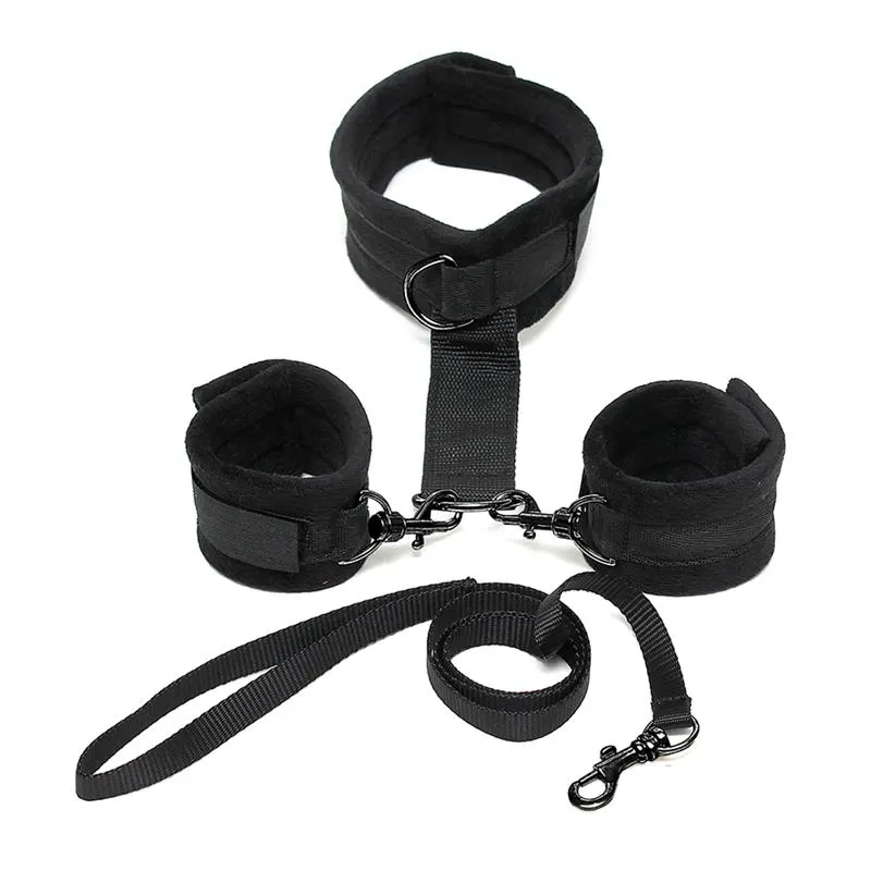 Collar y Esposas Desmontables  Negro Ajustables · BONDAGE PLAY · Accesorios BDSM y Fetish