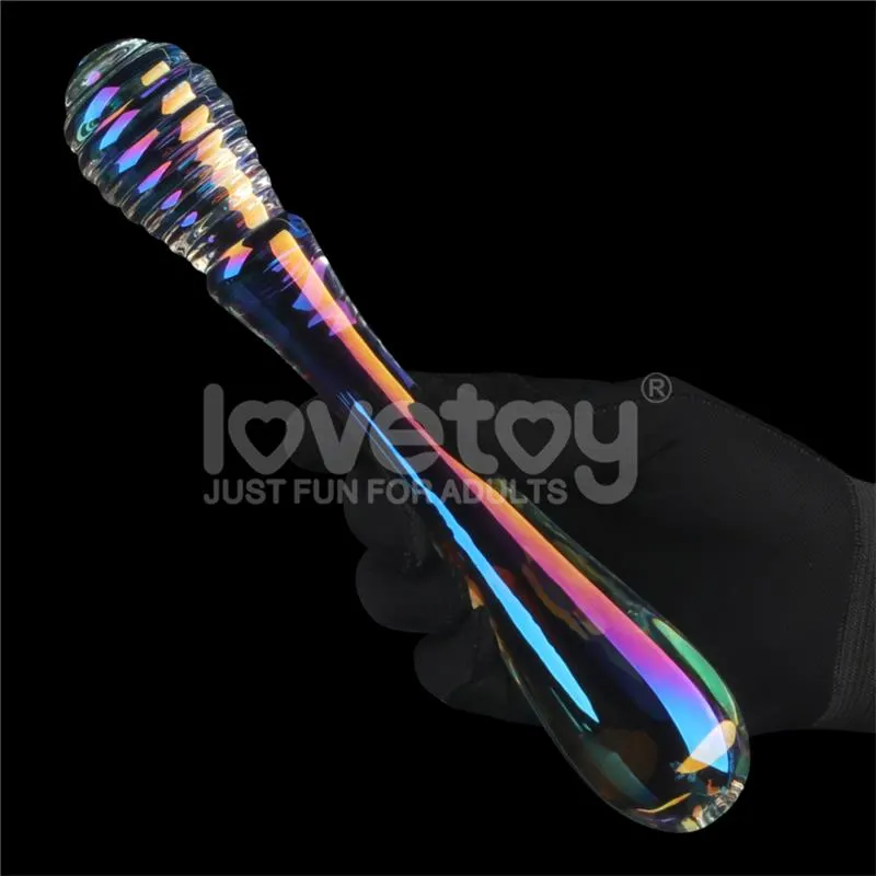 Dildo de Cristal que Brilla en la Oscuridad Twilight Gleam Twin Pleasures · LOVETOY · Dildos