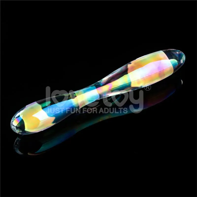 Dildo de Cristal que Brilla en la Oscuridad Twilight Gleam Double Delight · LOVETOY · Dildos — Foto 2