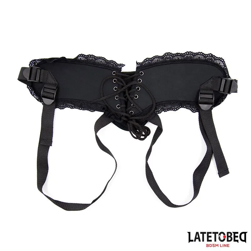 Arnés Strap On Encaje con Anillo Silicona Ajustable · LATETOBED BDSM LINE · Anillos para el Pene — Foto 4