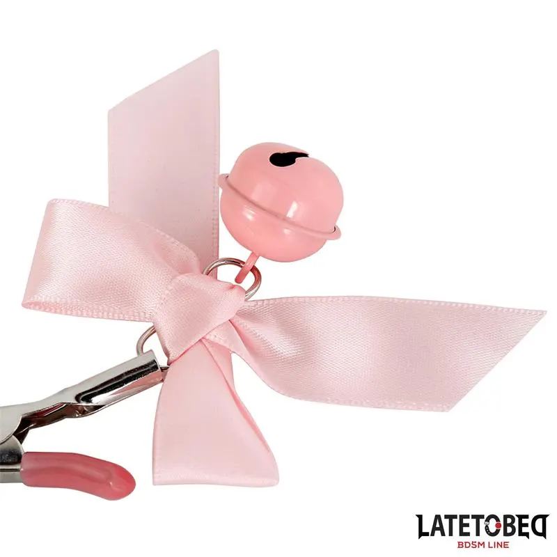 Pinzas para Pezones Lazo y Cascabel Rosa · LATETOBED BDSM LINE · Pinzas y Pezoneras — photo 2