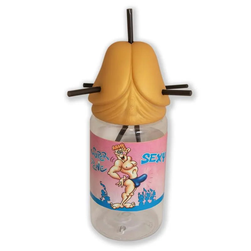 Biberón en Forma de Pene con 5 Pajitas Gold Edition · DIVERTY SEX · Juegos y Complementos Divertidos