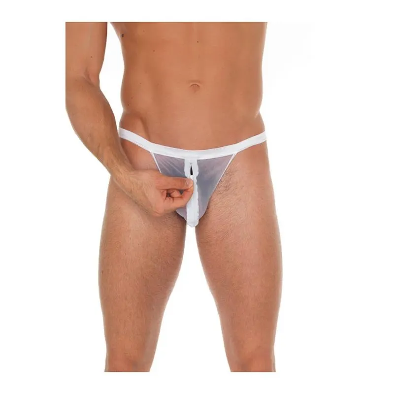 Tanga con Cremallera Blanco Talla Única · AMORABLE · Tangas y Braguitas