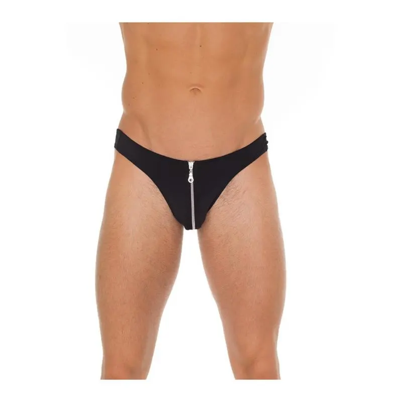 Tanga Negro con Cremallera y Elastano · AMORABLE · AMORABLE · Tangas y Braguitas
