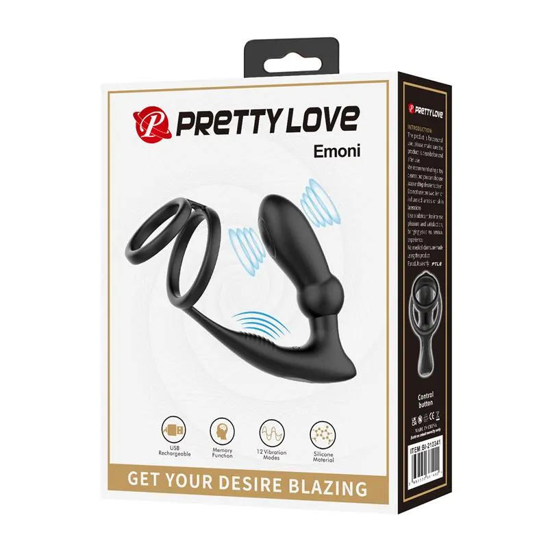 Emoni Anillo Vibrador para el Pene y Plug Anal · PRETTYLOVE · Anal — Foto 9
