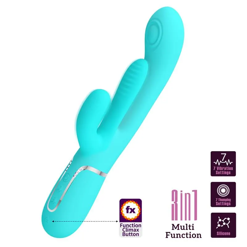 Shania Vibrador con Lengua y Thumping Turquesa · PRETTYLOVE · Vibradores