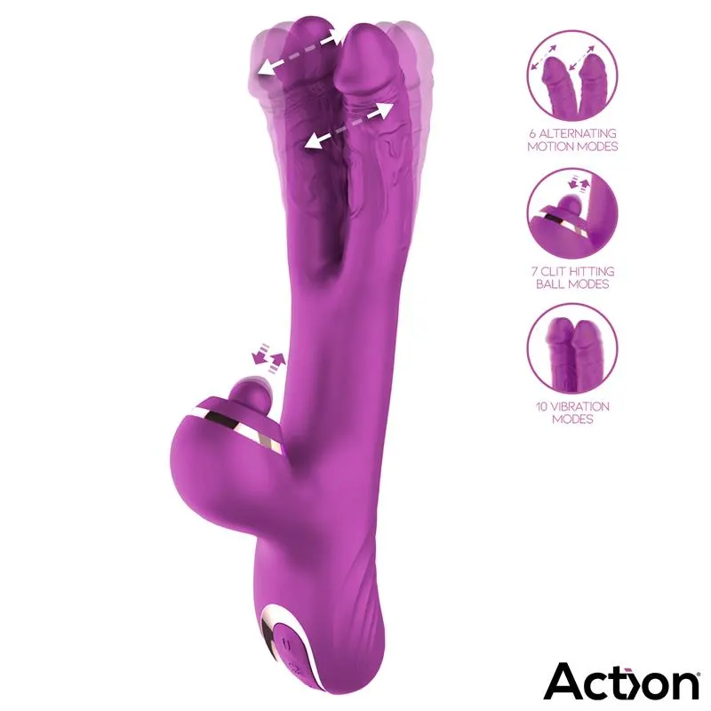 Nico Vibrador con Dildos Alternantes y Bola Percutora 4 Motores · ACTION · Vibradores — photo 2