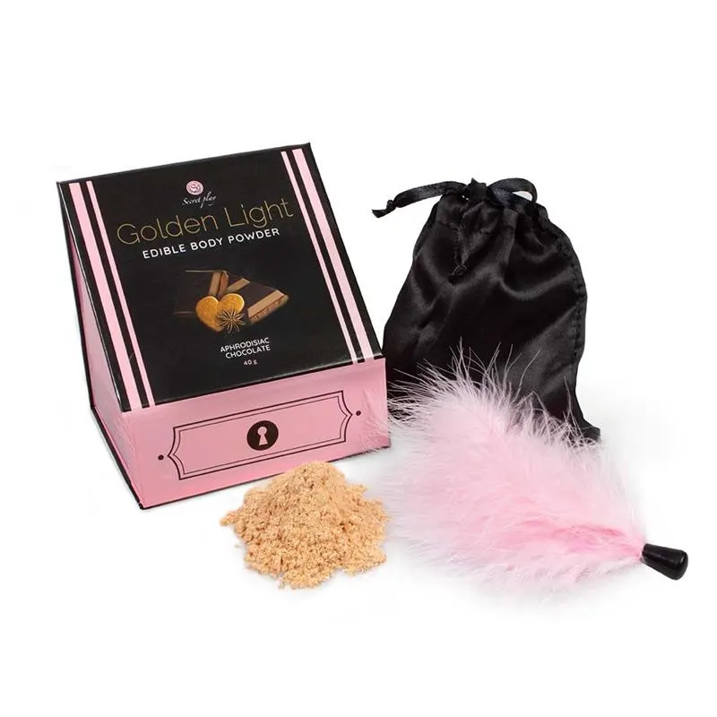 Kit Polvos 100% Comestibles y Plumero Sabor Chocolate, Canela y Jengibre · SECRET PLAY · Cuidado Íntimo y Masaje