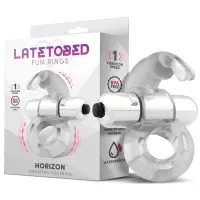 Horizon Anillo Vibrador con Conejito Transparente · LATETOBED · Anillos para el Pene