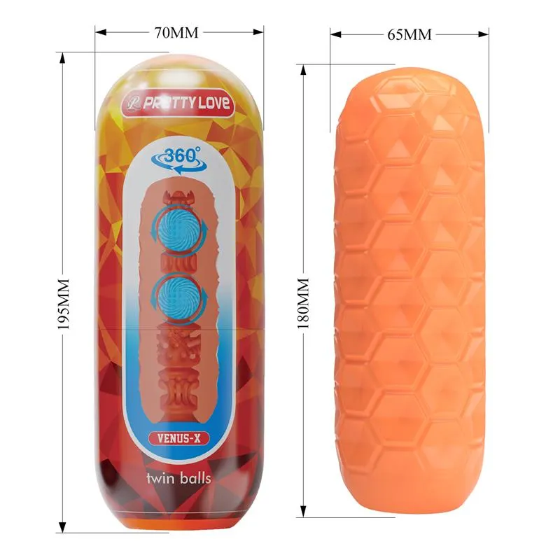 Masturbador Manual HoneyComb con 2 Bolas Internas · PRETTYLOVE · Masturbadores Él — Foto 6