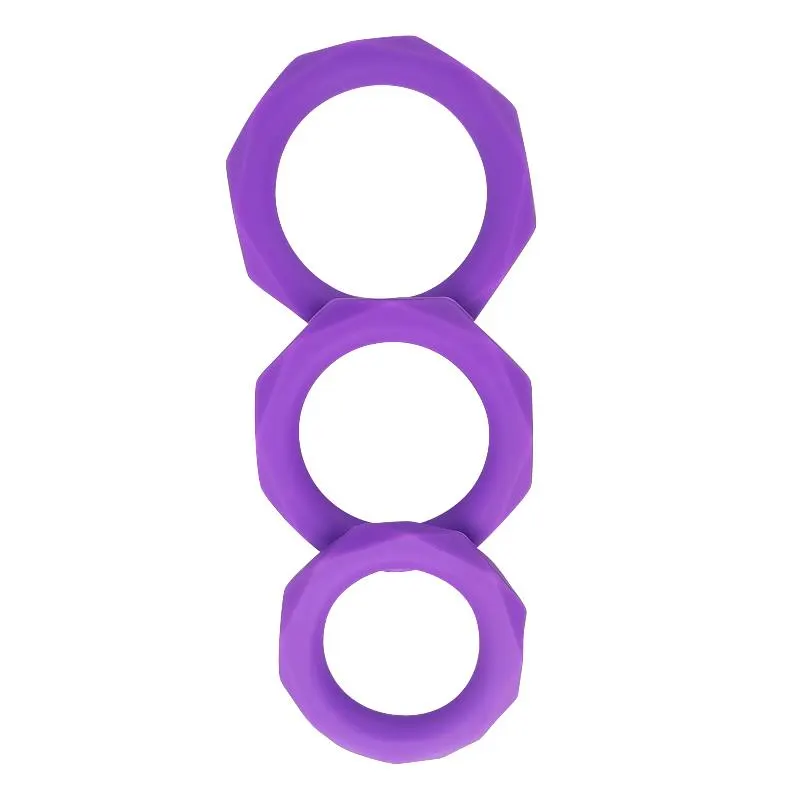 Set de 3 Anillos para el Pene Silicona Púrpura · A-GUSTO · Anillos para el Pene — Foto 2