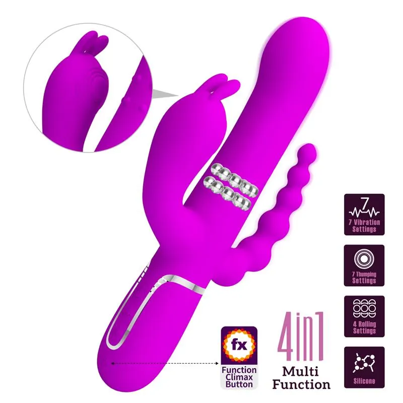 Cammy 4 in 1 Vibrador con Bolas Rotadoras y Cadena Anal · PRETTYLOVE · Vibradores