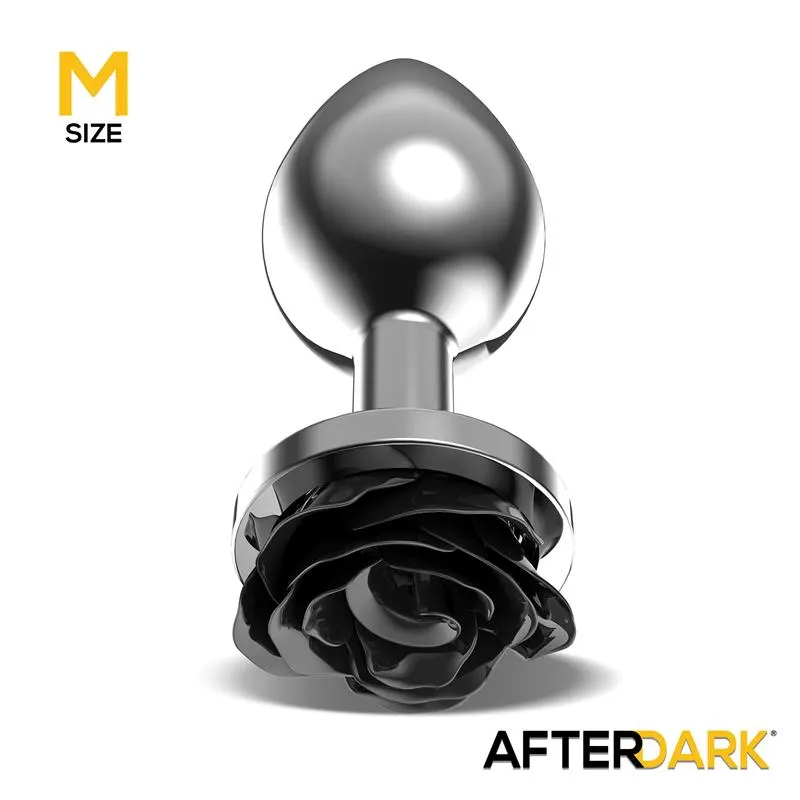 Plug Anal de Metal con Rosa Negra en la Base Talla M · AFTERDARK · Anal — Foto 2