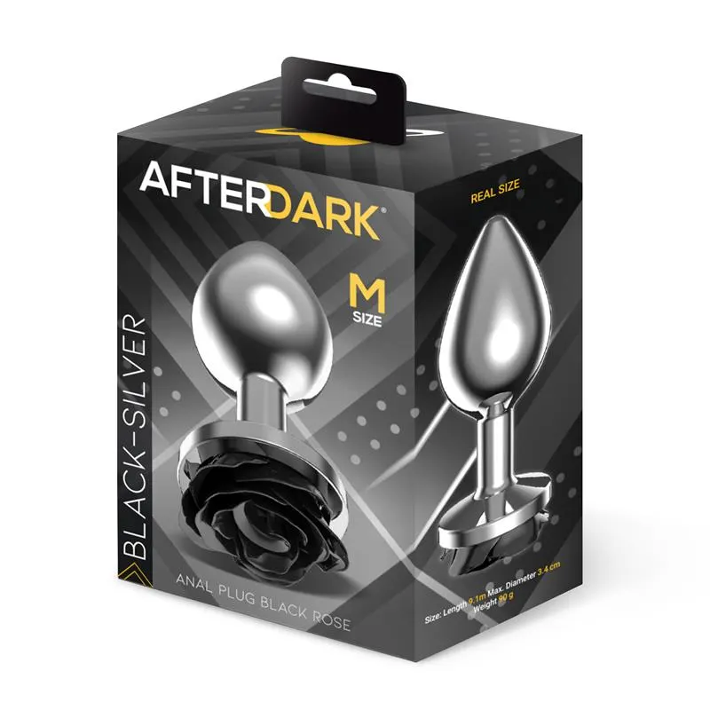 Plug Anal de Metal con Rosa Negra en la Base Talla M · AFTERDARK · Anal — Foto 4
