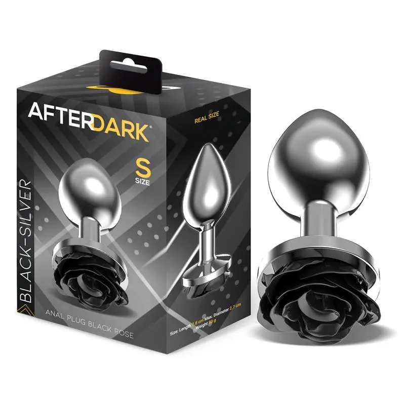 Plug Anal de Metal con Rosa Negra en la Base Talla S · AFTERDARK · Anal