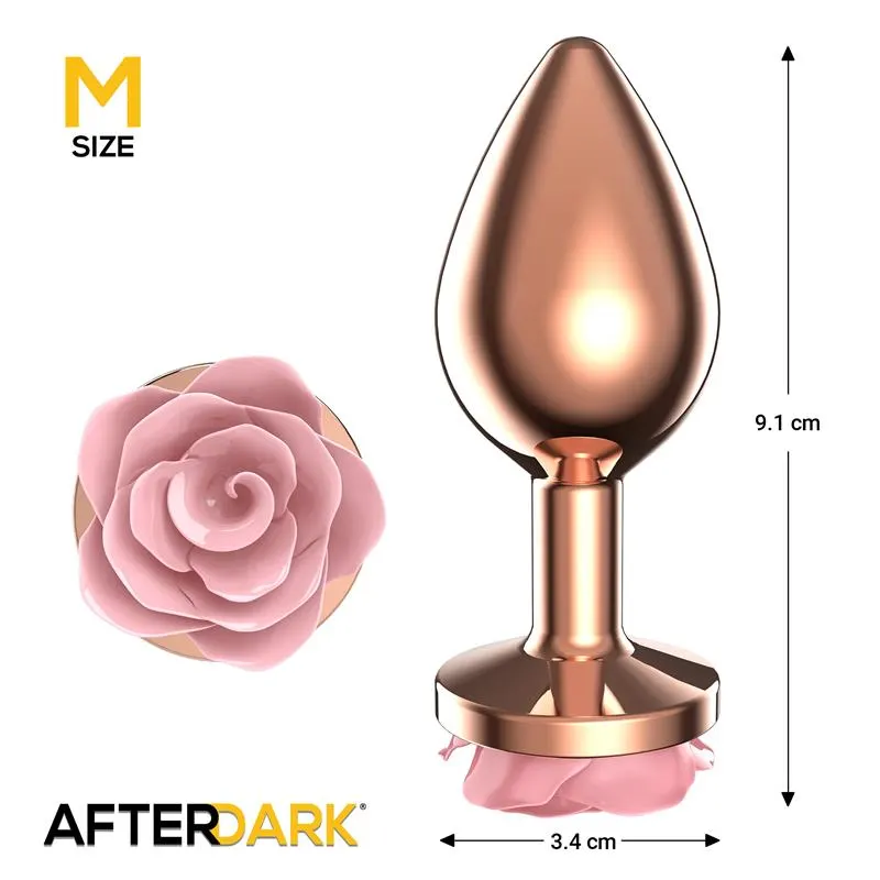 Plug Anal de Metal Oro Rosa con Rosa Rosa en la Base Talla M · AFTERDARK · Anal — photo 3
