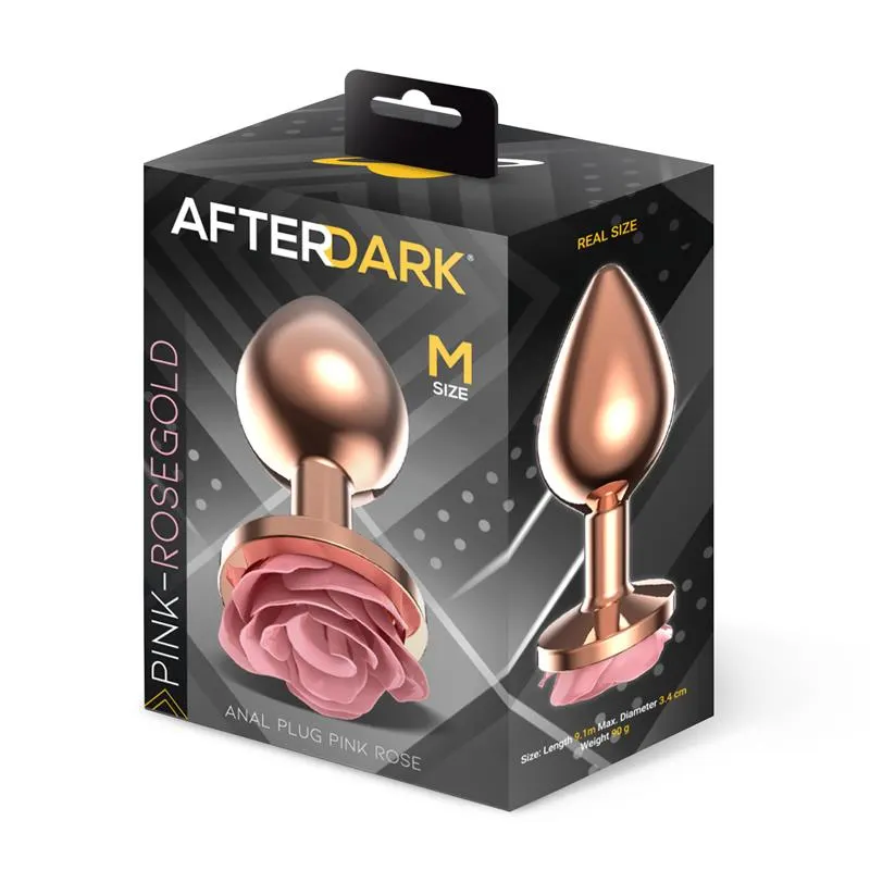 Plug Anal de Metal Oro Rosa con Rosa Rosa en la Base Talla M · AFTERDARK · Anal — photo 4