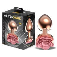 Plug Anal de Metal Oro Rosa con Rosa Rosa en la Base Talla M · AFTERDARK · Anal