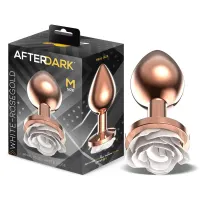 Plug Anal de Metal Oro Rosa con Rosa Blanca en la Base Talla M · AFTERDARK · Anal
