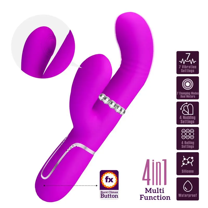 Mariana Vibrador 4en1 Silicona Fucsia · PRETTYLOVE · Vibradores — Foto 2
