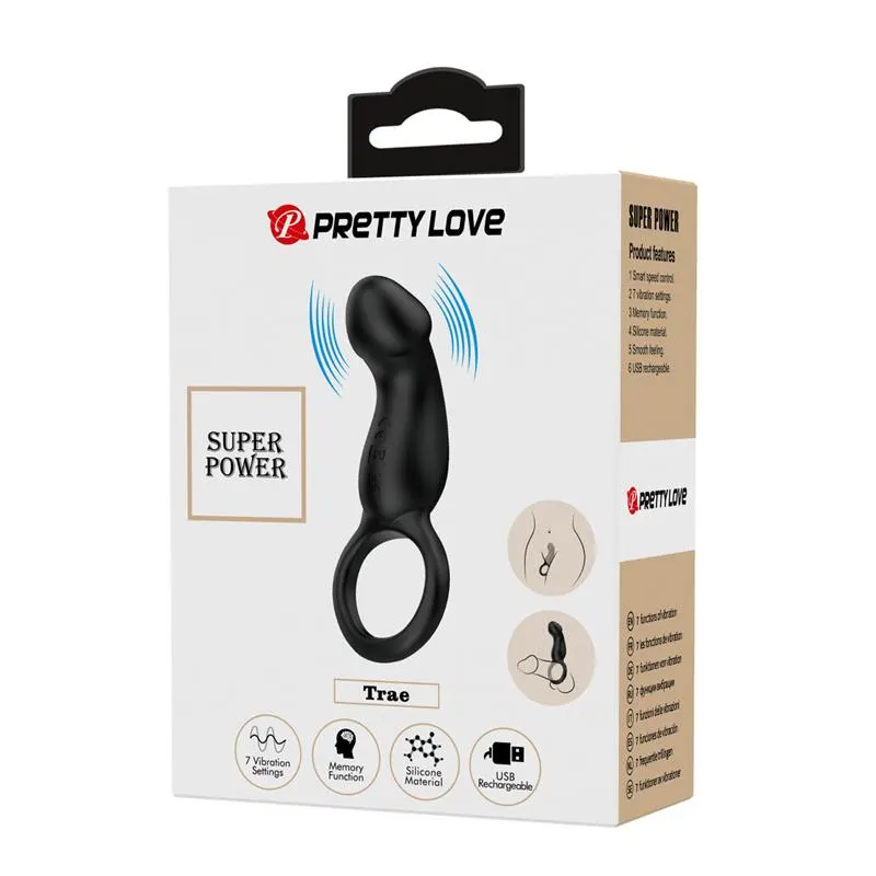 Trae Anillo Vibrador  Silicona USB Negro · PRETTYLOVE · Anillos para el Pene — Foto 4