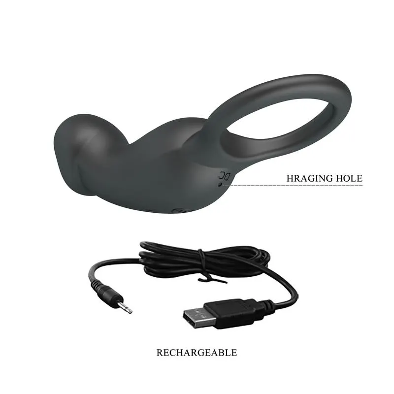 Trae Anillo Vibrador  Silicona USB Negro · PRETTYLOVE · Anillos para el Pene — Foto 6