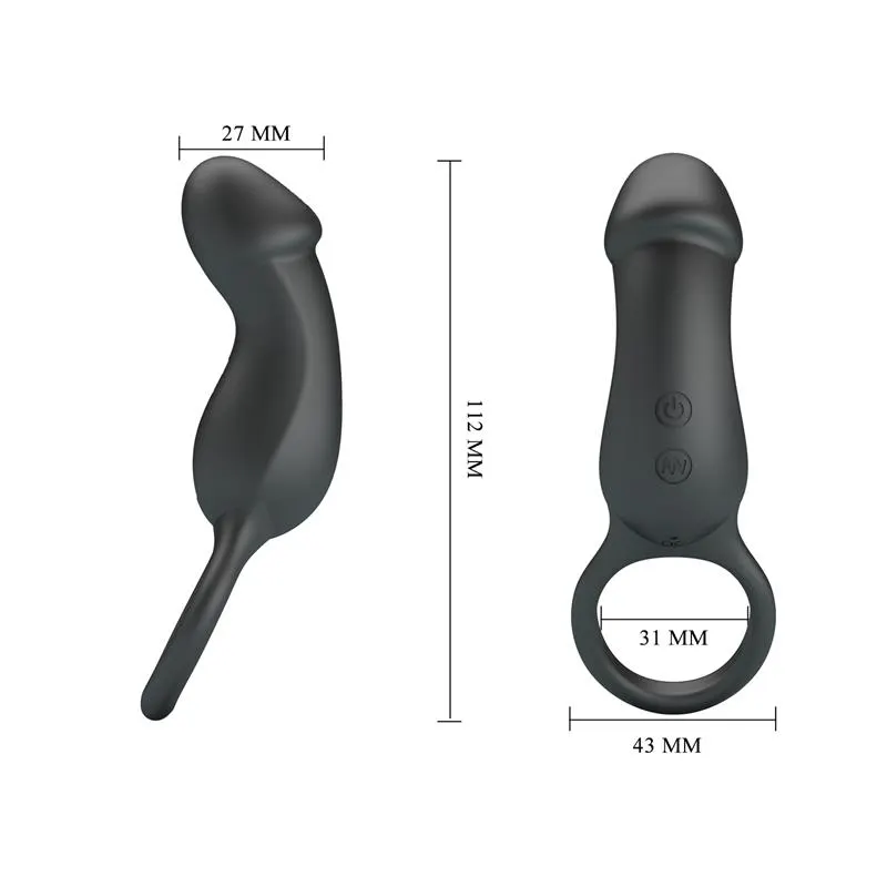 Trae Anillo Vibrador  Silicona USB Negro · PRETTYLOVE · Anillos para el Pene — Foto 8