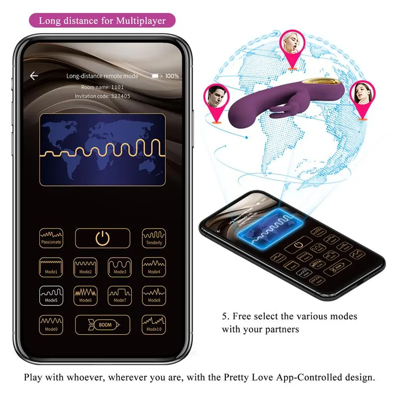 Liam Vibrador Punto G Silicona  con APP Morado · PRETTYLOVE · Vibradores — Foto 16