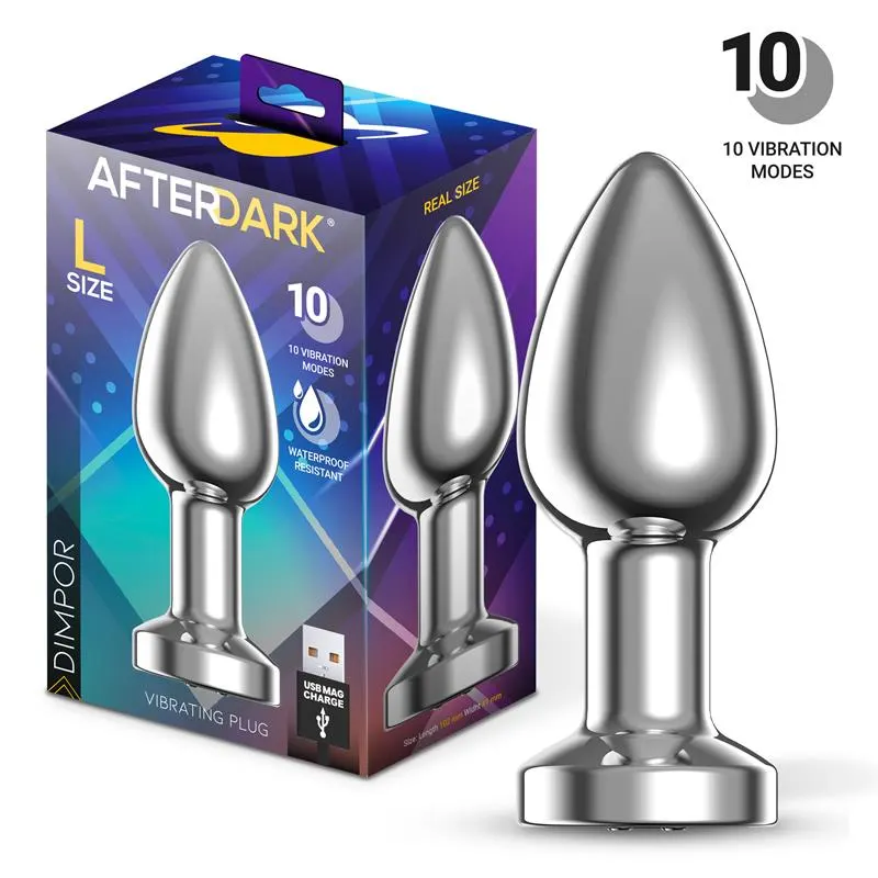 Dimpor Plug Anal Cromado con Vibración USB Magnético Talla L · AFTERDARK · Anal