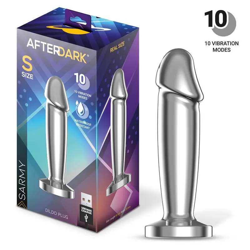 Sarmy Plug Anal Cromado con Vibración USB Magnético Talla S · AFTERDARK · Anal