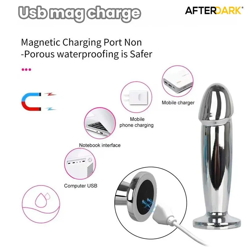 Sarmy Plug Anal Cromado con Vibración USB Magnético Talla M · AFTERDARK · Anal — photo 9