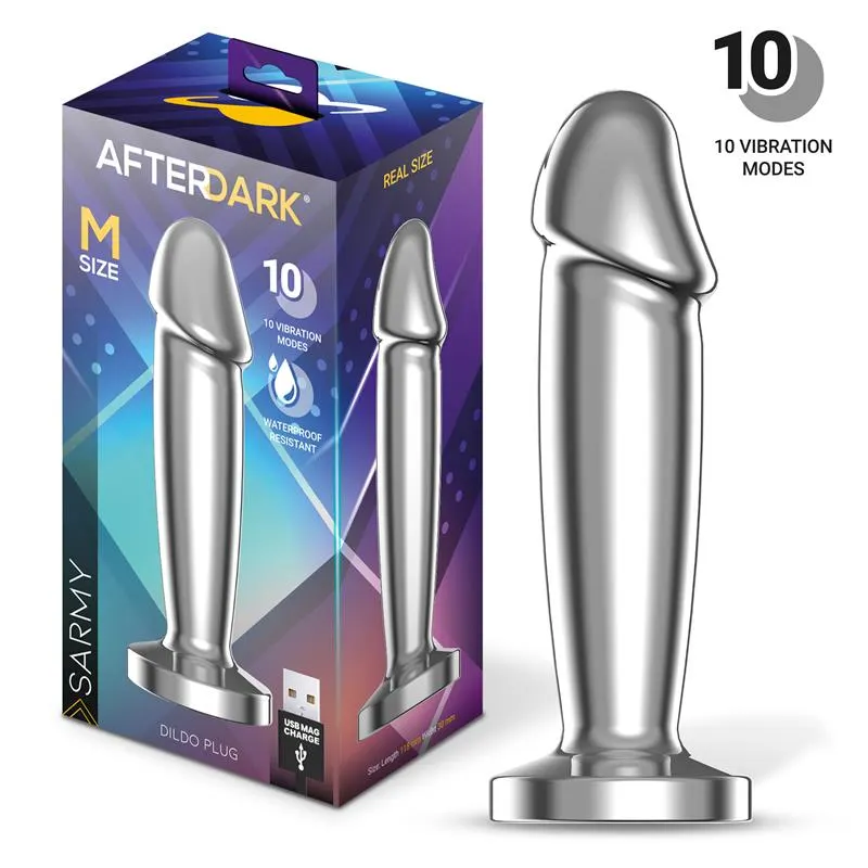 Sarmy Plug Anal Cromado con Vibración USB Magnético Talla M · AFTERDARK · Anal