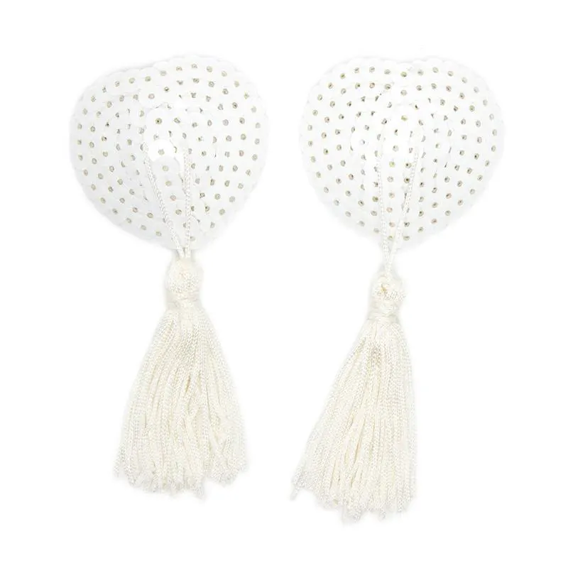 Pezoneras con Lentejuelas y Borla Blanco · LATETOBED BDSM LINE · Pinzas y Pezoneras