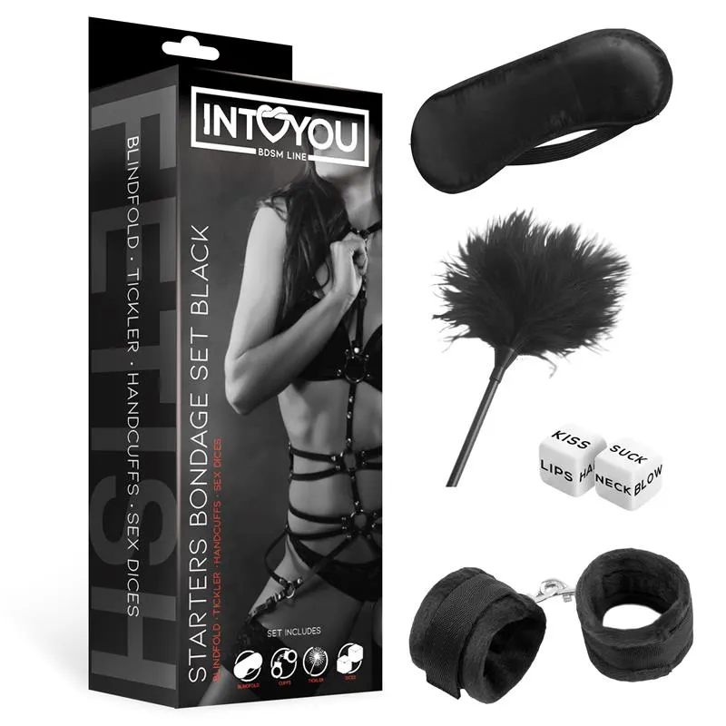 Set de Bondage para Principiantes Starters 4 Piezas Negro · INTOYOU BDSM LINE · Accesorios BDSM y Fetish