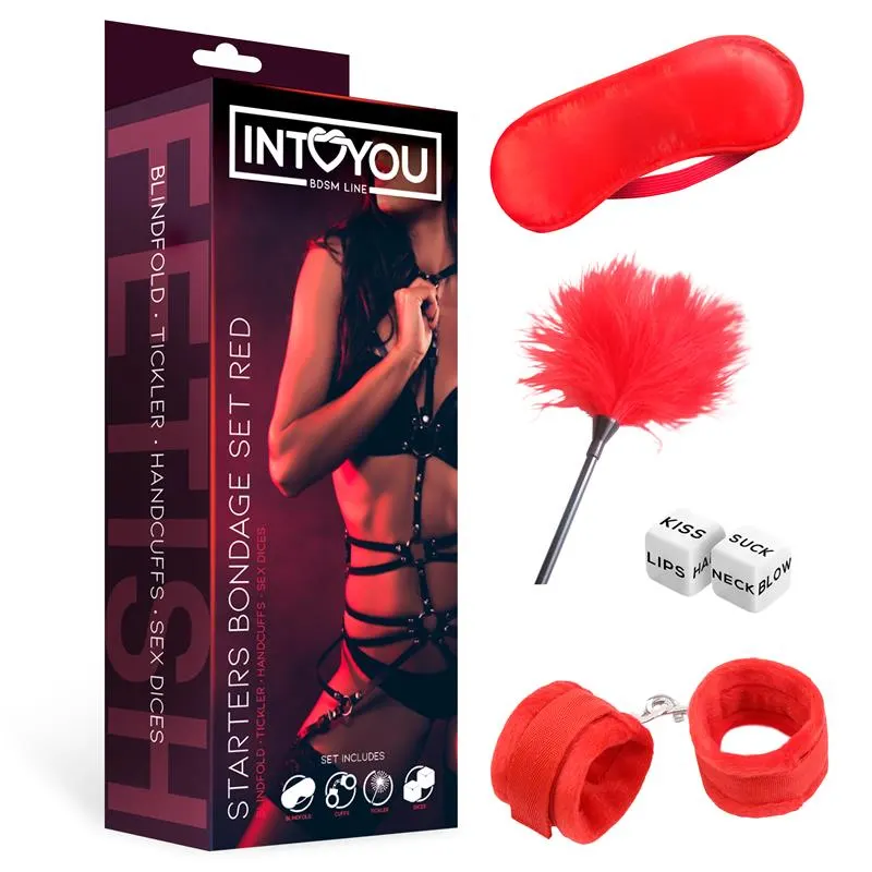 Set de Bondage para Principiantes Starters 4 Piezas Rojo · INTOYOU BDSM LINE · Accesorios BDSM y Fetish